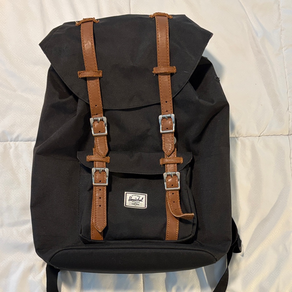 Herschel Supply Company Black Backpack With Brown Straps